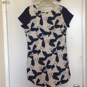 Blue and tan floral dress